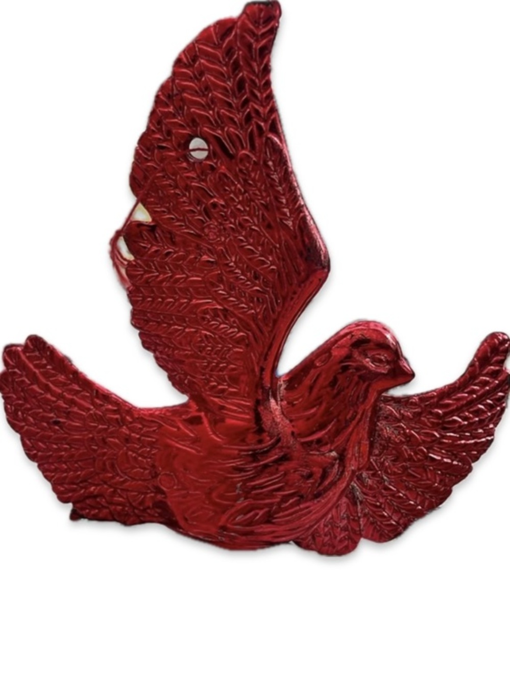 Red Dove Bird Christmas Ornament 4" Red String Hanger Double Sided Decor